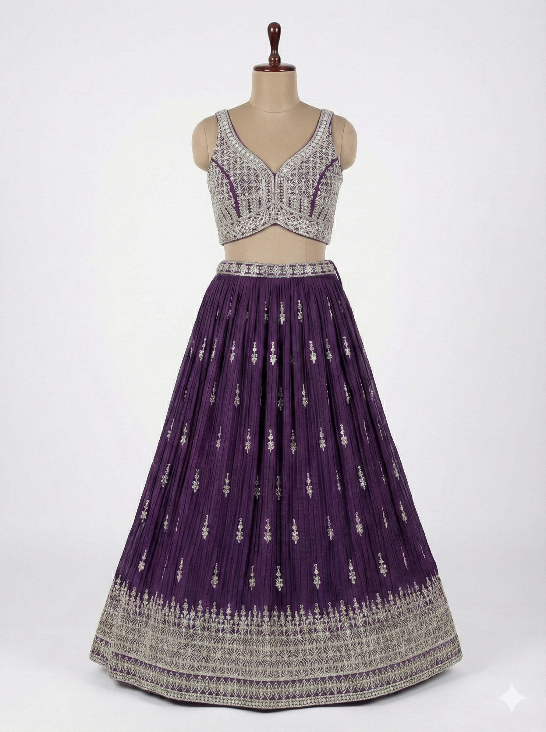 Purple Party Wear Embroidered Lehenga Choli with Designer Mirror Work