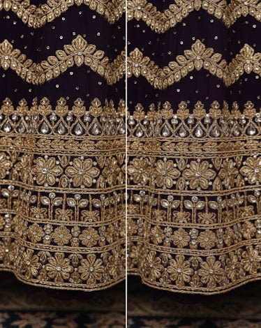 Royal Blue Embellished Festive Gown with Half Sleeves