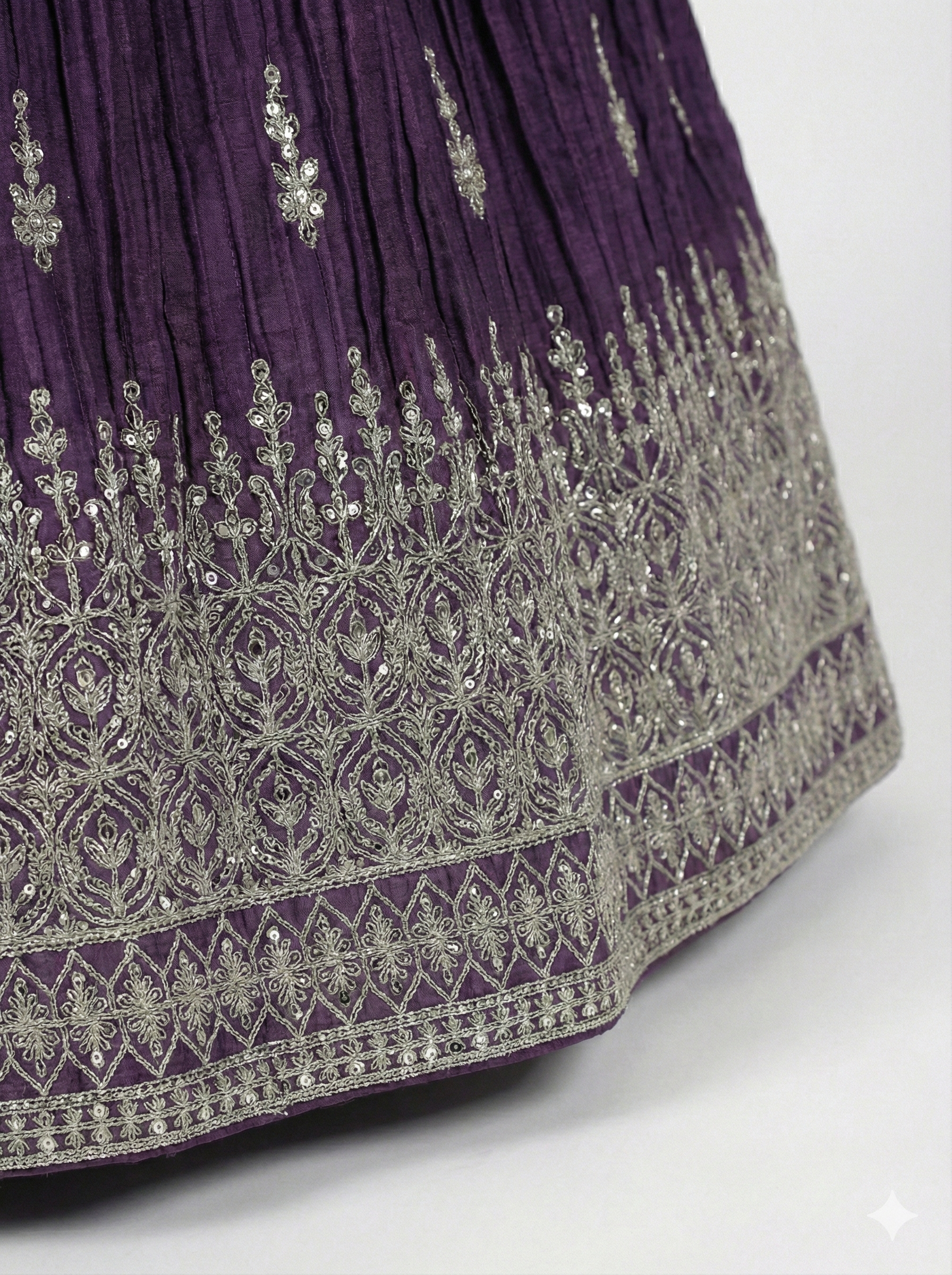 Purple Party Wear Embroidered Lehenga Choli with Designer Mirror Work