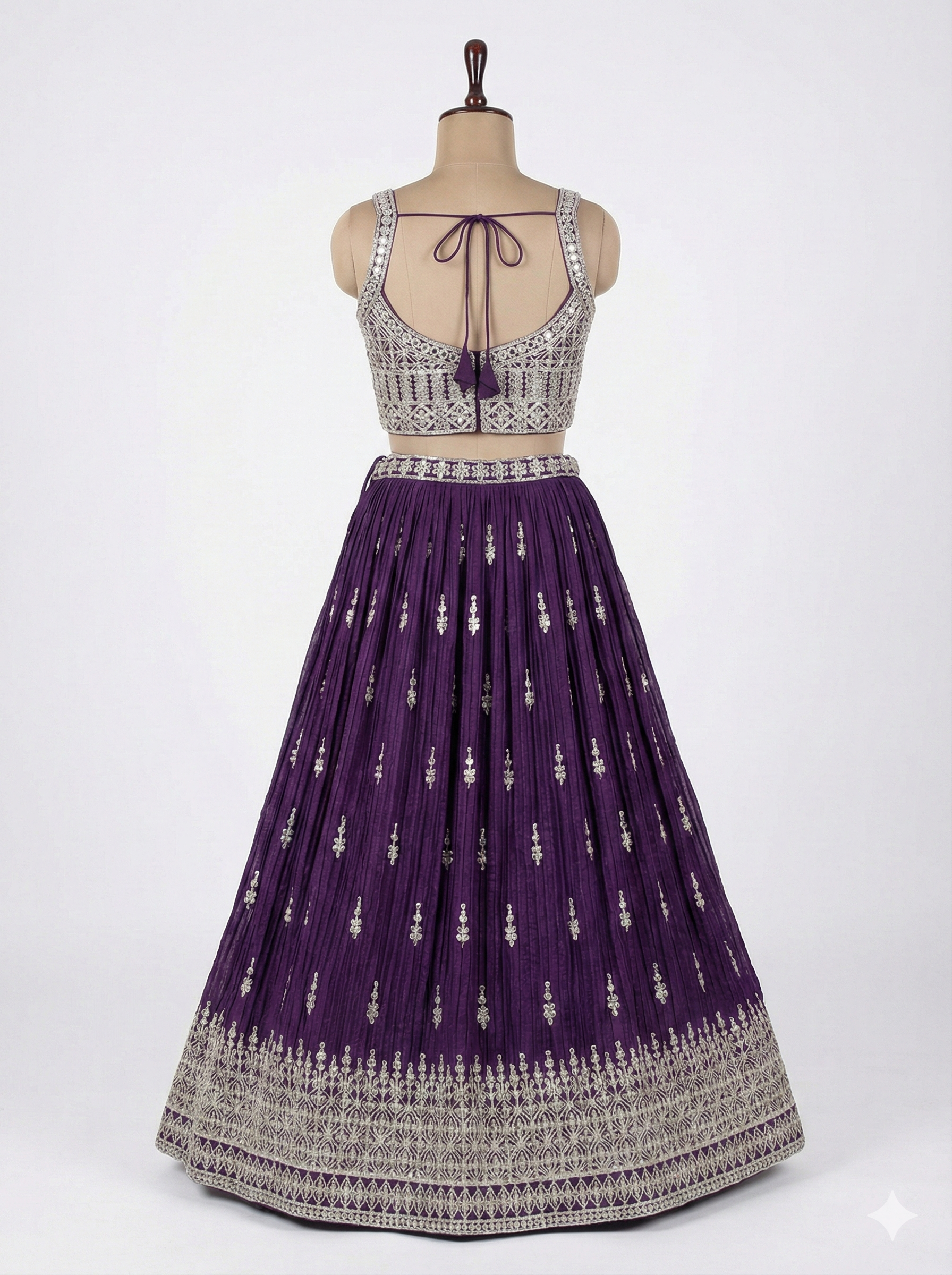 Purple Party Wear Embroidered Lehenga Choli with Designer Mirror Work